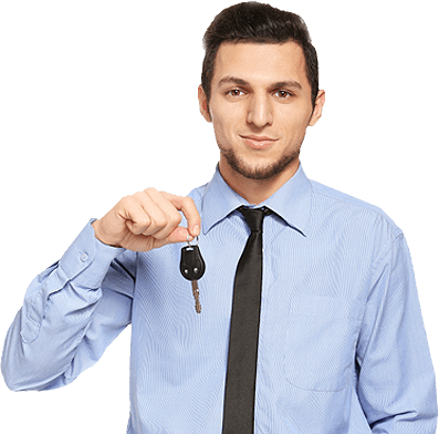 A dealer person who is delivering car keys